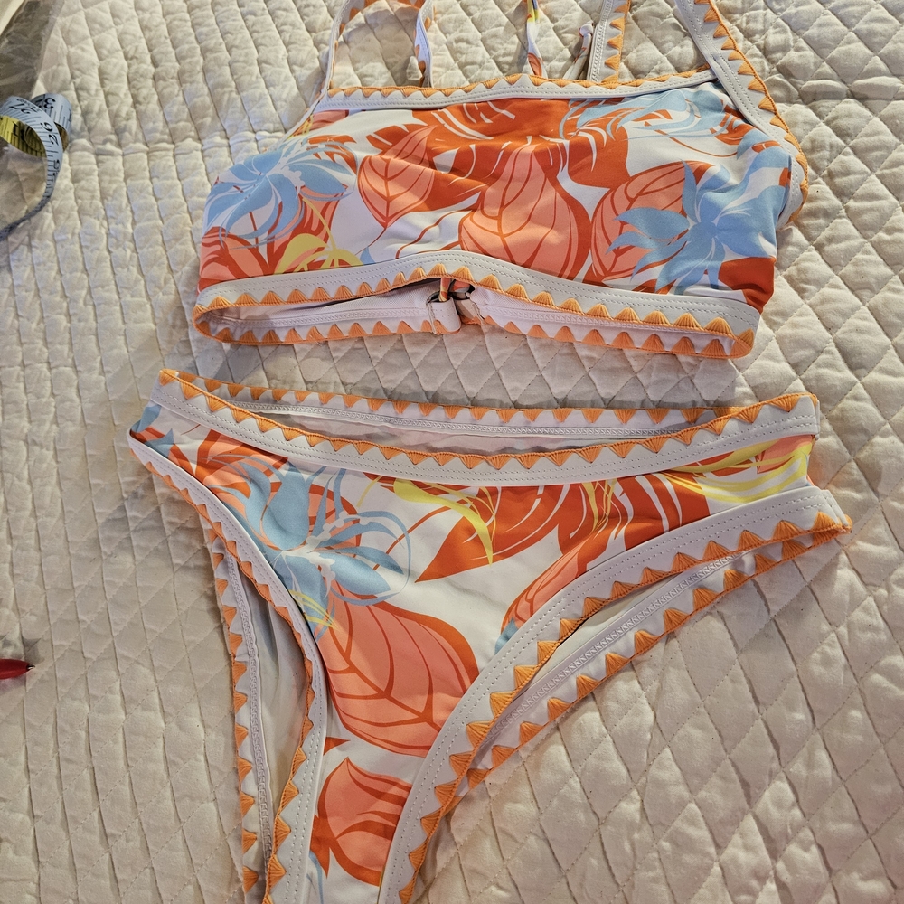 Women’s Orange Floral Bikini Set - Beach-Ready Two-Piece